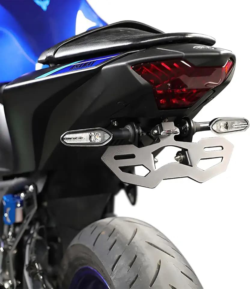 Motorcycle R25 R3 Fender Eliminator License Plate Holder/Tail Tidy Bracket For YAMAHA YZF-R25 2014-2023 / YZF-R3 MT-25 MT-03 2015-2023, LED License Plate Lights and Turn Signal Mounting Holes (Black)