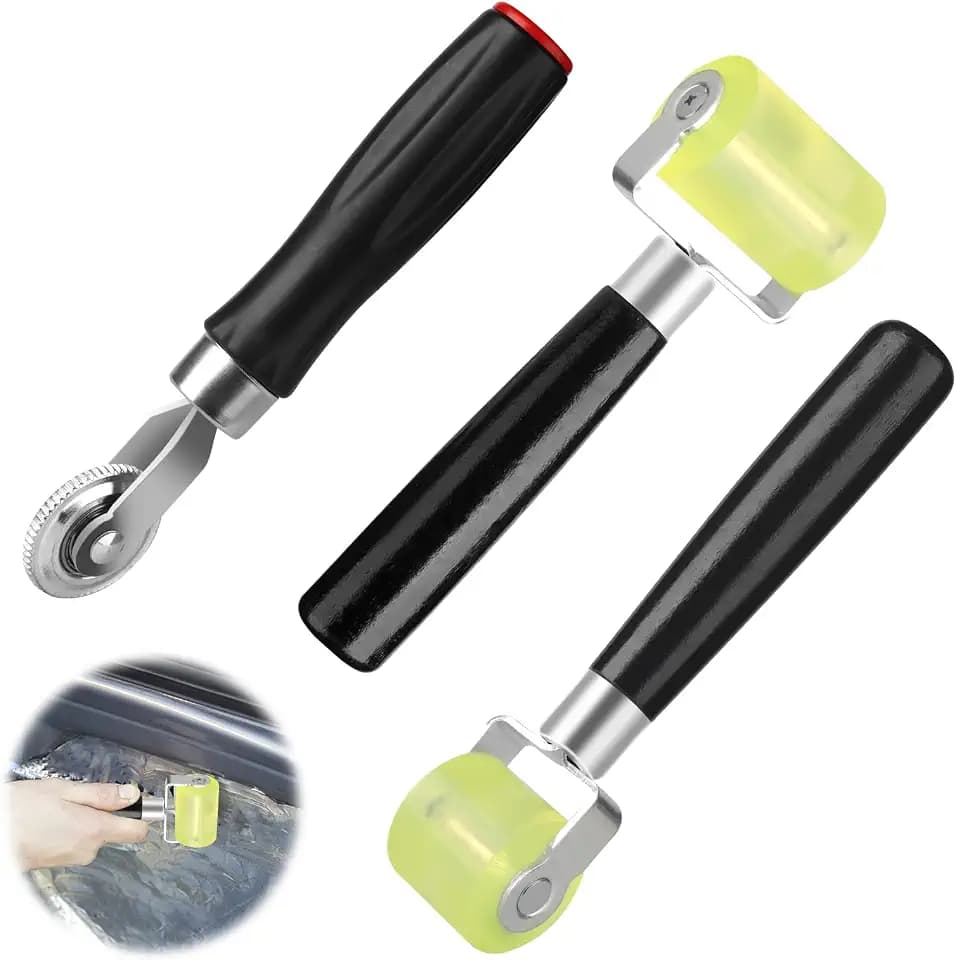 Andrückrolle, 3 Stück Andruckrolle 3mm/30mm/50mm Gummirollen, Professionell Spurlosen Rollen, Igelwalze für Tapeten, Silikon Andrückwalze Handdruck Roller für Kantenumleimer und Klebebänder