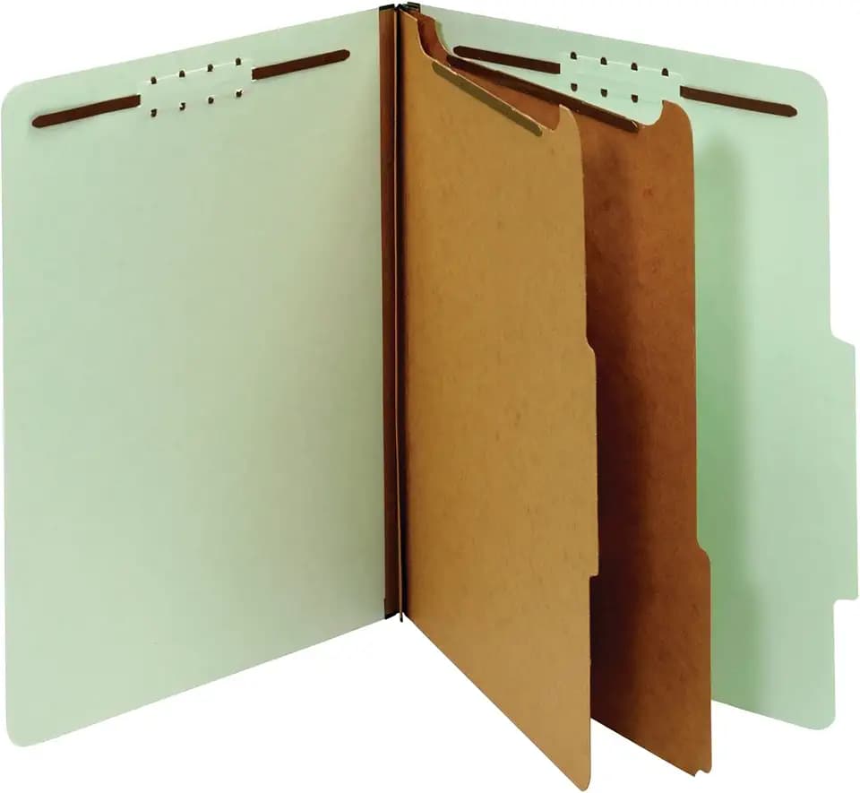 Office Depot Pressboard Classification Folders with Fasteners, Letter Size, 100% Recycled, Light Green, 10 pk, OD24076R
