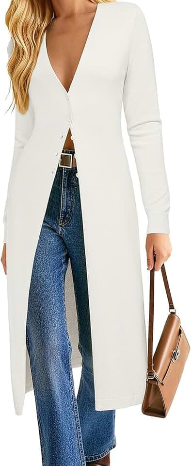 GRACE KARIN Womens Long Cardigan Trendy, Lightweight Knit Dusters Coat