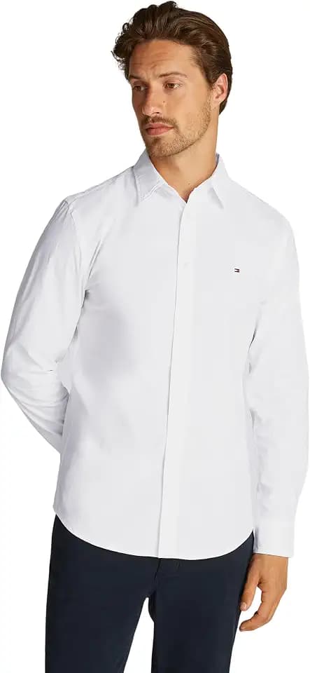 Tommy Hilfiger Herren Hemd Flex Poplin Kent Collar Businesshemd, Weiß (Optic White), XXXL