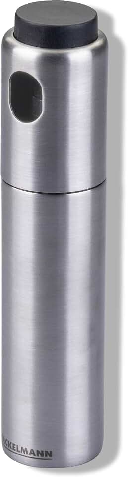 Fackelmann Ölsprüher – 100ml, aus Edelstahl, für gleichmäßiges Dosieren von Speiseölen, für den Airfryer geeignet, Handreinigung, Silber