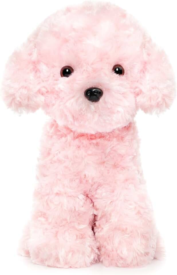WEIGEDU Pink Puppy Dog Stuffed Animals Plush Toys, 12.6 inches