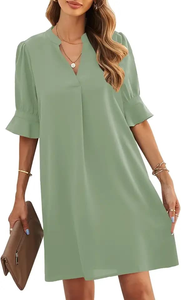 JOCAFIYE Womens Dresses Summer 2026 V-Neck Short Sleeve Dress Shift Dress