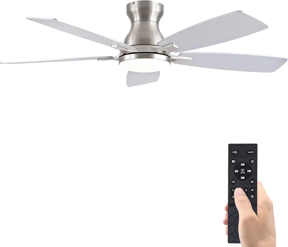 NKPU 46 Inch Low Profile Ceiling Fans with Lights, Nickel