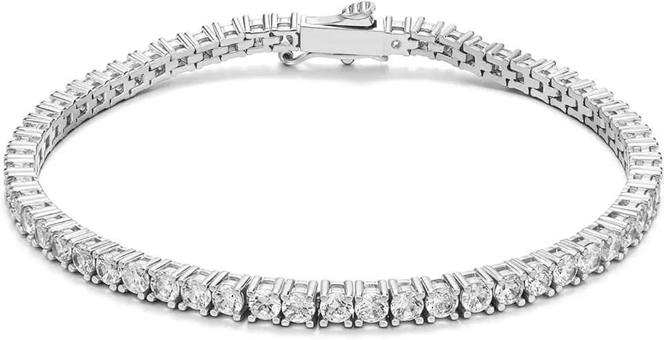 BREN 14K Gold/White Gold Plated CZ Tennis Bracelet, 6.5-7.5 Inch