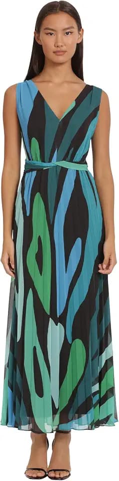 Donna Morgan Women's Donna Morgan Women's Dresses Sleeveless Pleated Skirt Maxi Dress