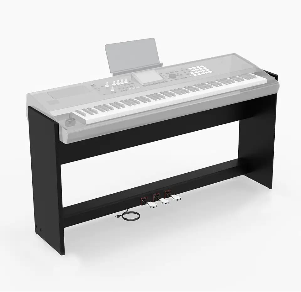 L125B Wooden Piano Keyboard Stand, Classic Black