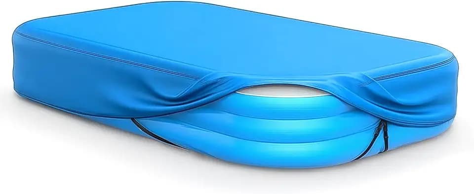 Poolabdeckung 260 x 175cm für Rechteckig Pools, Schwimmbadabdeckung mit Kordelzug, Solarabdeckplane, Abdeckung für Whirlpool, Wasserdicht Staubdicht UV Beständig Faltbarer, Blau