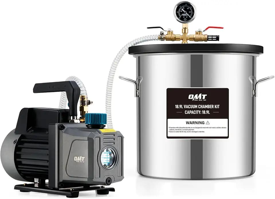 Orion Motor Tech Vakuumpumpe Vakuumkammer mit Pumpe Vakuumkammer Entgasung Harz 3.5CFM mit 19L Edelstahl Vacuum Chamber 100L/min mit Deckel aus gehärtetem Glas 1/4HP 5Pa HVAC-Vakuumgeräte