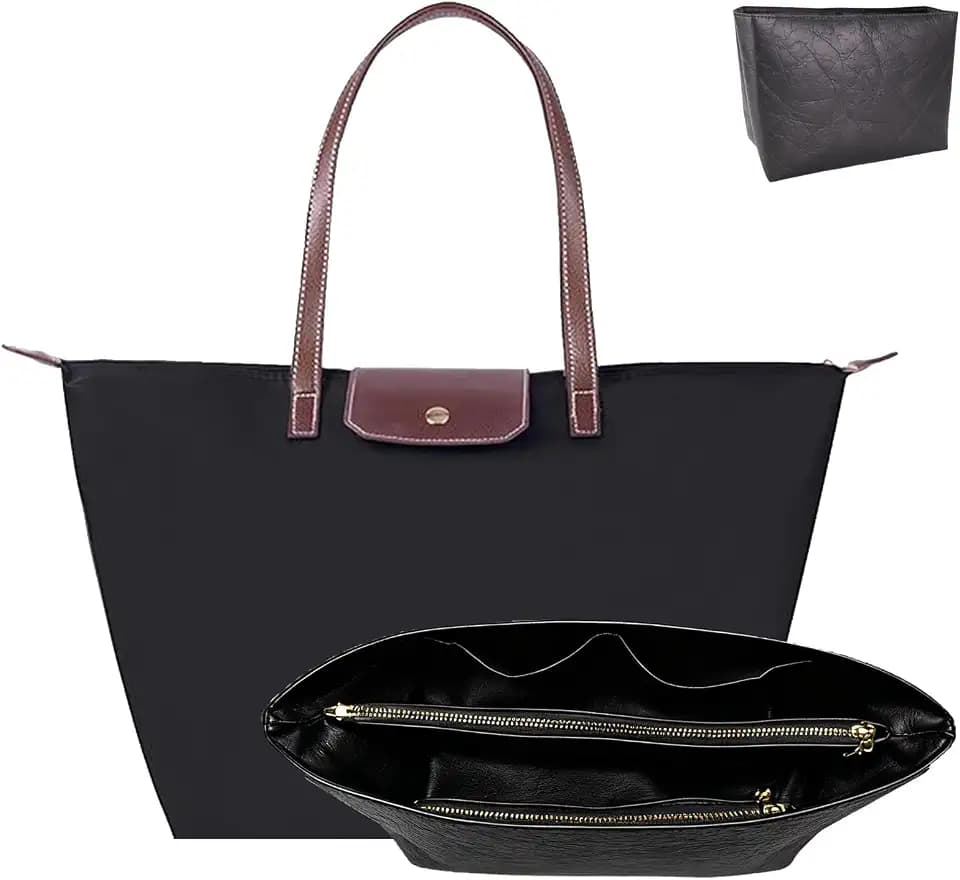 GADITIEK Geldbörsen Organizer für Long champ L Tragetasche, mit mehreren Taschen, Wasserdichtes Gewebe, Handtaschen, Organizer, Handtaschen Inlet (Schwarz L)