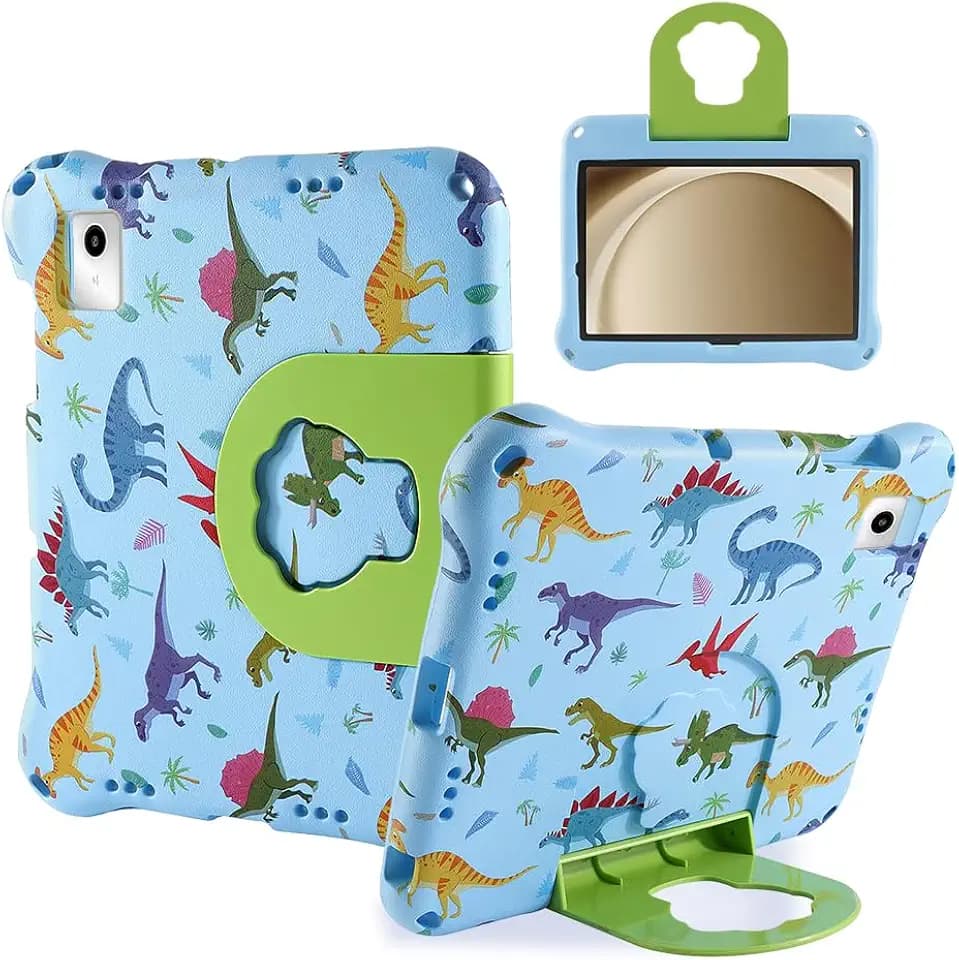 Samsung Galaxy Tab A9 8.7 Inch X110 Kid Pro Tablet Case for Boys Girls - Dinosaur Light Weight EVA Kid-Proof Blue Cover With Stand Handle - Shockproof Durable Case (XKL)