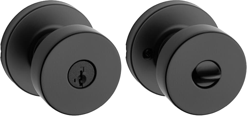 Kwikset Pismo Haustürknauf mit Schloss und Schlüssel, sicherer Türgriff mit Schlüssel für die Außentür, Hauseingang und Schlafzimmer, aufbruchsicher, SmartKey Rekey Sicherheit, Microban-Schutz