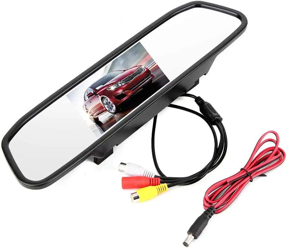 Fydun Auto-Rückfahrkamera, 4,3-Zoll-Auto-Rückspiegel Großbild-Spiegelmonitor HD TFT-LCD-Bildschirm 2 Kanäle Videoeingang