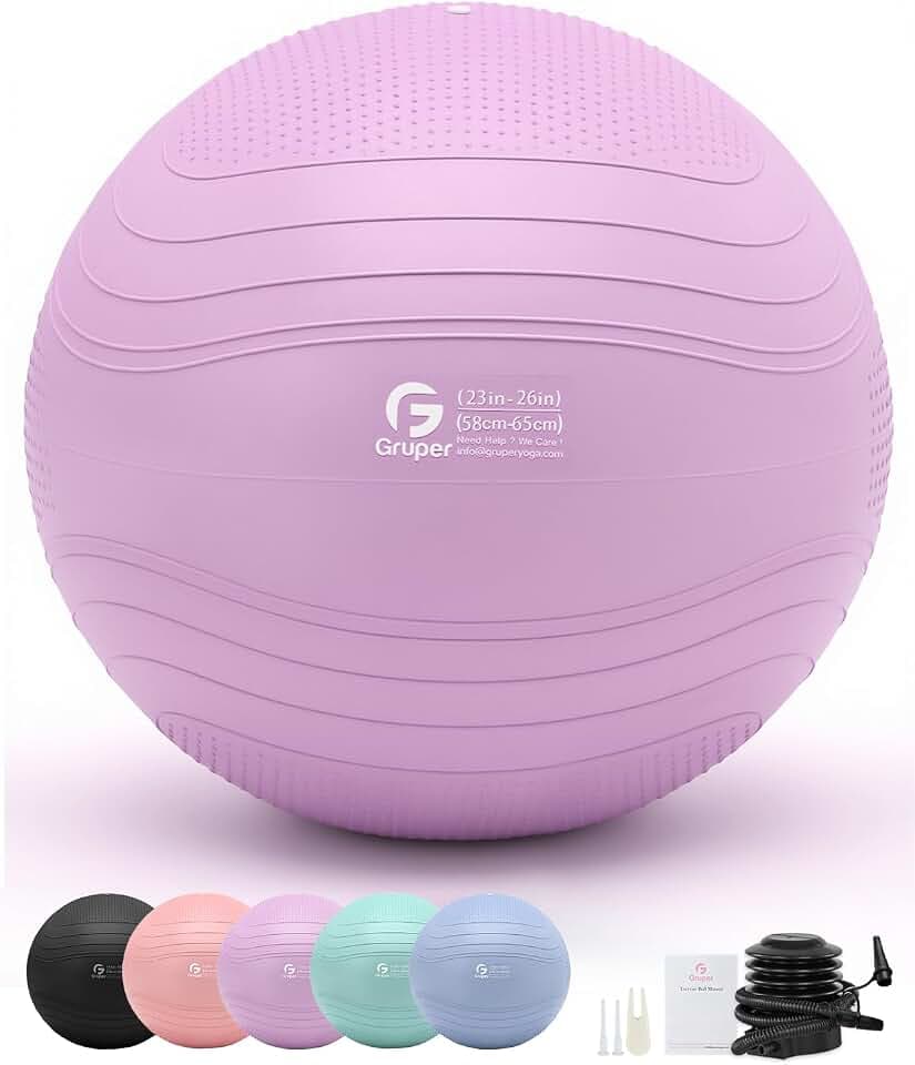 Gruper Yoga Ball, Extra Thick Exercise Ball for Workout Pregnancy Stability