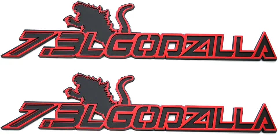 2pcs New Custom 7.3L Badge Name Plate Logo 3D Nameplate Decal Stickers Compatible with Ford Super Duty 7.3L Godzilla Raging (Black Redline)
