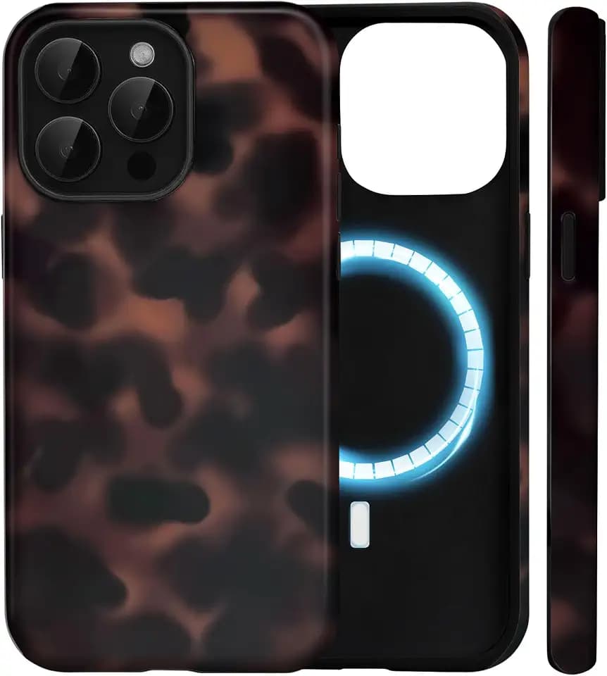 Magnetic for iPhone 16 Pro Case Tortoise Shell Leopard Amber Case