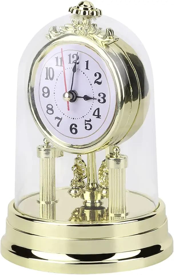 ZJchao Vintage-Uhr, Antike Uhr Im Europäischen Stil, Leise Schreibtischuhr, Tischuhren für Wohnzimmer, Kaminuhr, Retro-Wecker für Schlafzimmer, Wohnzimmer, Innendekoration (GOLD)