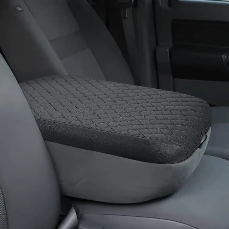 JOYTUTUS Center Console Cover Compatible with 2002-2012 Ram 1500 2500 3500 Jump Seat Console, Leather Arm Rest Armrest Cover for Car, Durable Middle Console Cover, Car Arm Rest Cover Replacement