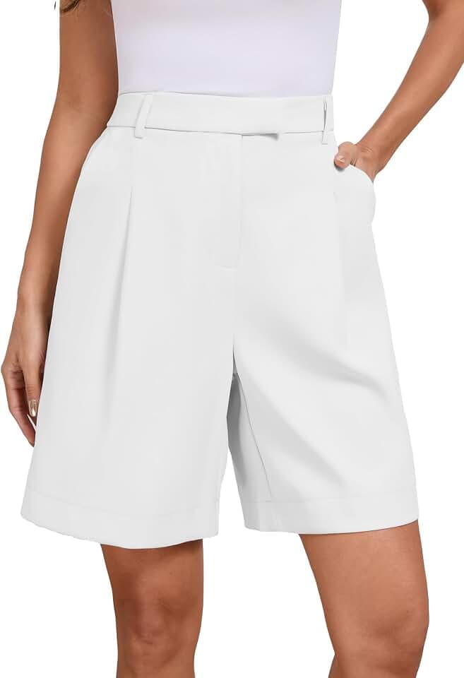 Famulily Damen Sommer Lange Shorts Lässig Weites Bein Heiße Hose Elastische Taille Anzug Shorts mit Taschen S-XXL