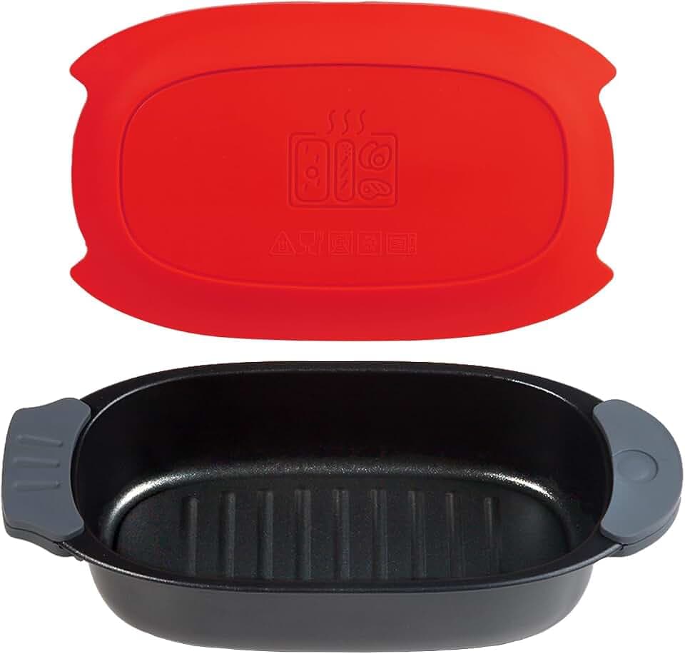 MKYSAIL 33 OZ Microwave Grill Pan with Lid, Compact Microwave Cookware