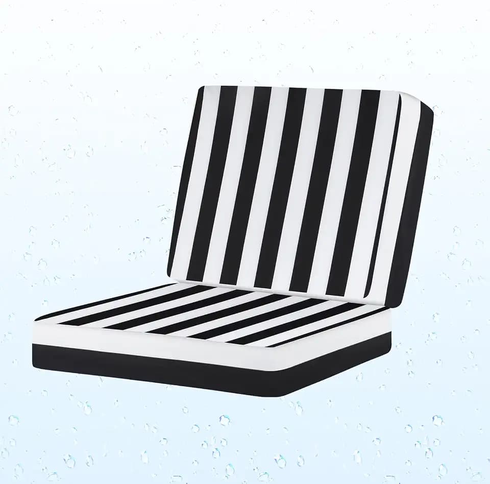 Outdoor Deep Seat Patio Couch Cushions, 22x22 inch, Black Stripes