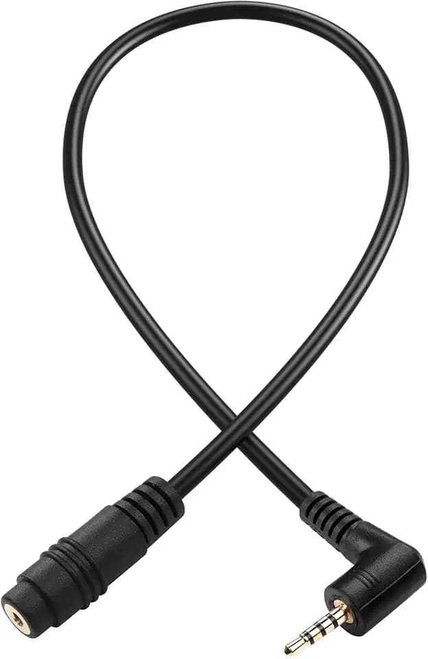 Right Angle 2.5mm Audio Extension Cable，90 Degree 2.5mm TRRS Male to Female Stereo Audio Aux Cable Compatible with Headphones, Microphones（0.3M）