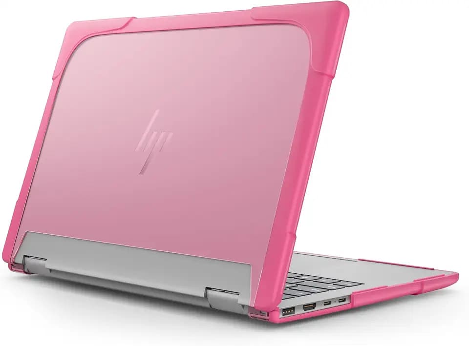Heavy Duty Case for 14" HP Envy X360 2-in-1 2K Touch-Screen Laptop 2024 Release Shockproof Hard Shell Matte Translucent Anti-Fingerprint Protective Cover with TPU-Covered Edge (Pink)