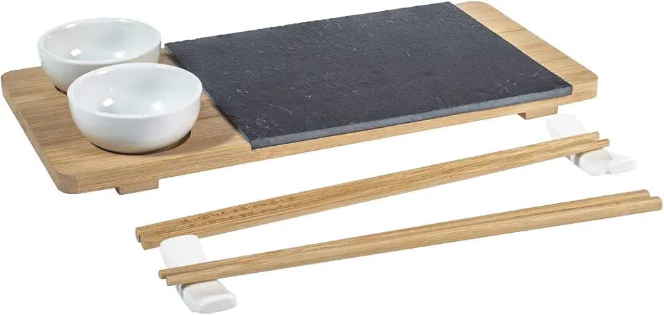 H&H 50489 Sushi Schiefer und Bambus, 14 x 30 cm, 10 Stück
