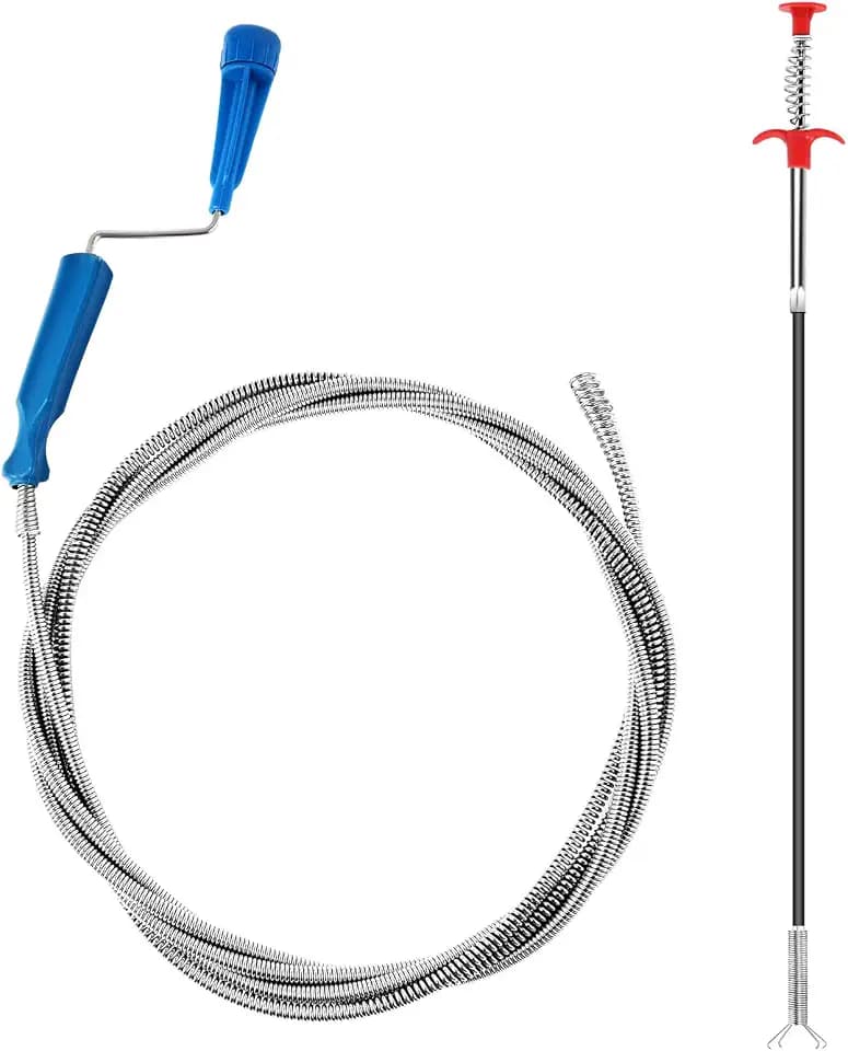 Abflussreiniger 2 Stück Spirale abfluss rohrreinigung 3m & 0.6m Abflussspirale Rohrreiniger spirale Küche spülbecken kanal reinigungshaken Spirale zur rohrreinigung with Drill Tip Drain Snake