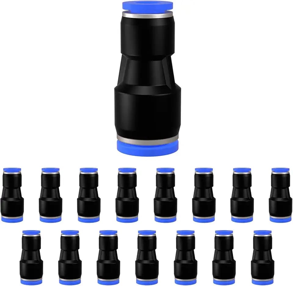15 Stück 6mm bis 10mm Gerade Pneumatik Steckverbinder, Air Push Schnellbefestigungen, Push to Connect Adapter Quick Release Reducer Fittings(PG6-10)(PG 10mm-6mm(15 Stück))