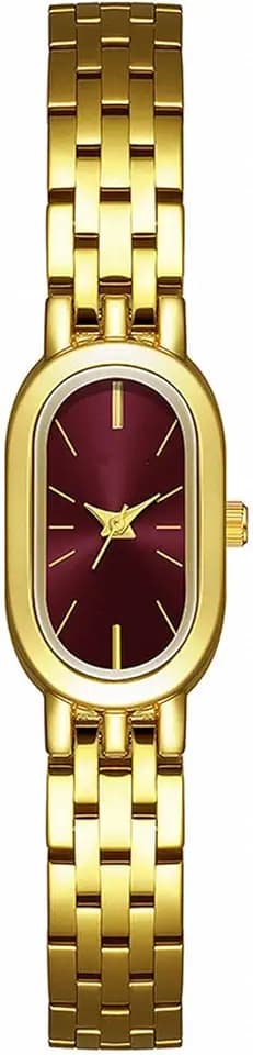ADSBIAOYE Watches for Women Vintage Bracelet Simple Dial Oval Case Small Gold Watch Waterproof