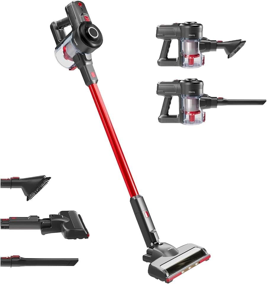 H.Koenig UP600 2-in-1 Akku- und Handstaubsauger, Leicht, Leistungsstark 155W, LED-Bürste, 22.2V, Betriebsdauer Bis zu 50 Min., Reinigt Böden, Teppiche, Auto, Tierhaare