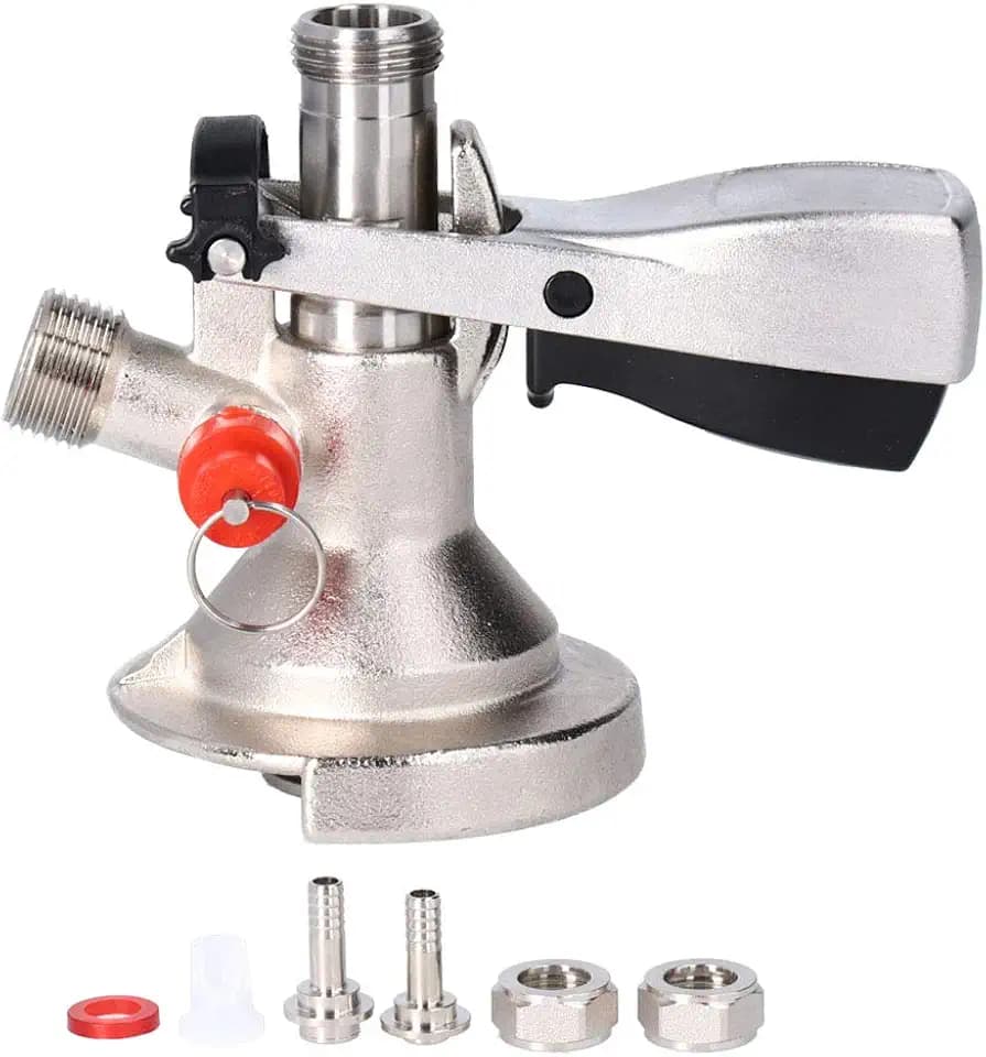G5/8 A Type Keg Coupler, German Slider A System Beer Barrel Coupler, 304 Stainless Steel Beer Keg Tap Distributor With Relief Valve Brewing Accessory Beer Tap Kegerator Parts