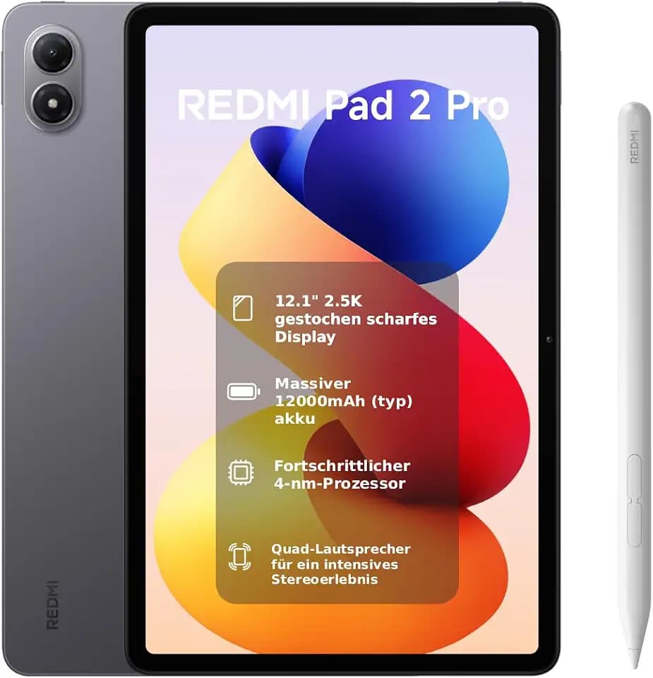 XIAOMI REDMI 2 Pro + Stift, 6+128GB, 12,1" 2,5K 120Hz Display, Graphitgrau