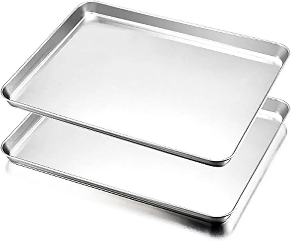 Backblech, HaWare Edelstahl Ofenblech Kuchenblech 2er Set, 40 x 30 x 2.5cm, Rechteckige Fettpfanne Backofen Tablett zum Backen & Servieren - Ungiftig ＆Gesund, Leicht zu Reinigen＆Spülmaschinenfest