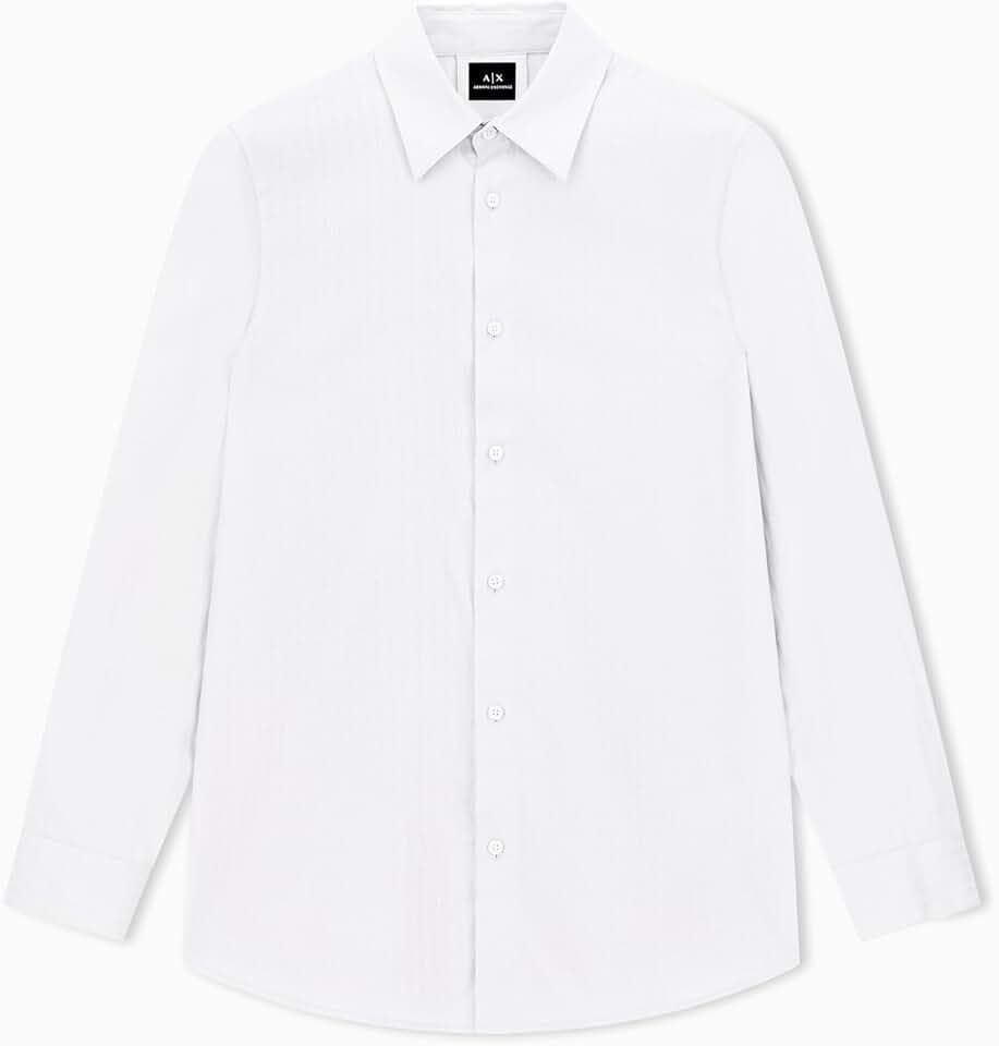 Armani Exchange Men's Subtle Cotton Jacquard Wording Shirt