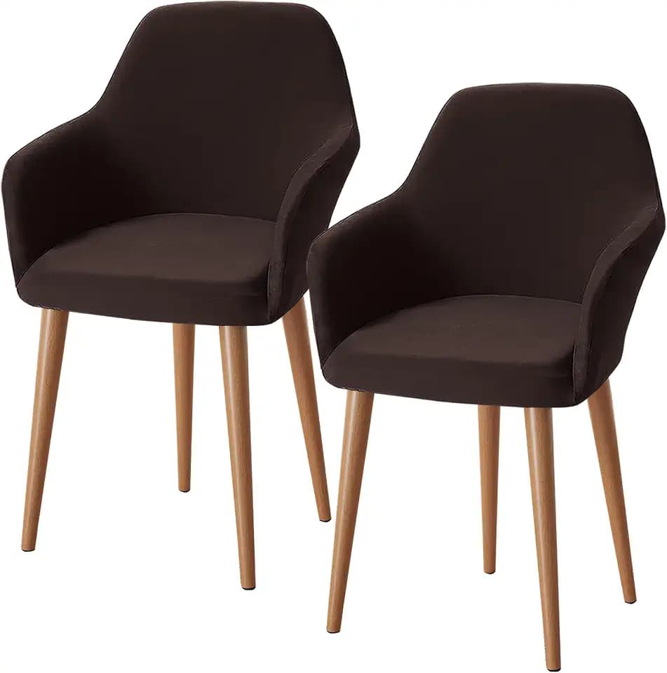 Alishomtll Stretch Stuhlhussen 2er Set Sesselbezug mit Armlehnen Braun