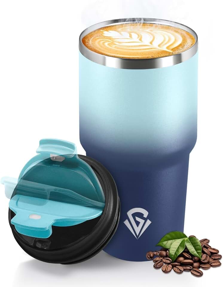 HoneyHolly Thermobecher 600 ml, Wiederverwendbar, Edelstahl Kaffeebecher-to-go Thermo, Auslaufsicher, Doppelwandiger Trinkbecher, Isolierbecher, Travel Mug für Heißen Kaffee, Tee und Kalte Getränke