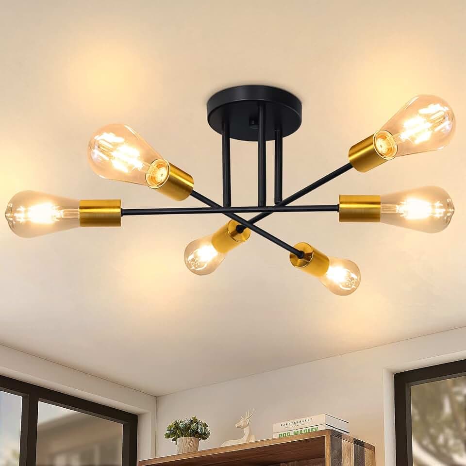 CBJKTX Deckenlampe Vintage Deckenleuchte Retro - 6 Flammig Wohnzimmerlampe