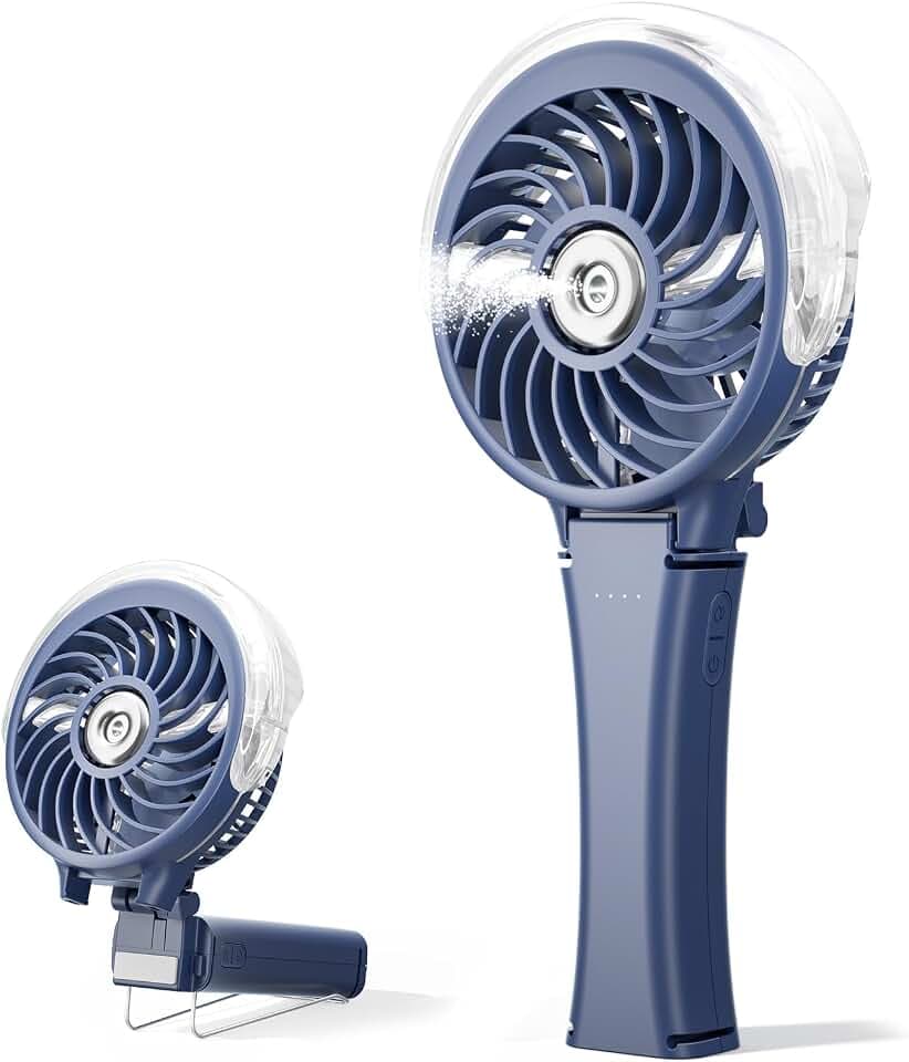 HandFan Upgraded Handheld Misting Fan, Two Button Easy Operation, Rechargeable Portable Mister Fan, Spray Water Mist Fans, Mini Electric Cooling Fans for Travel, Outdoors, Disney(Royal Blue)