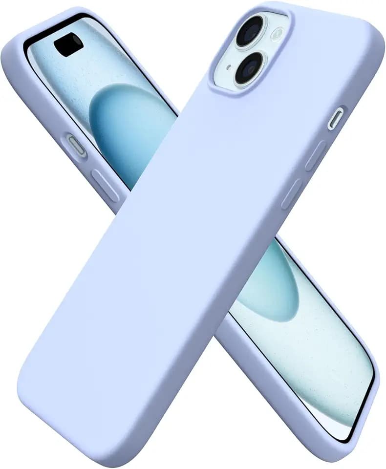 ORNARTO for iPhone 15 Plus Case 6.7", Slim Liquid Silicone, Baby Blue