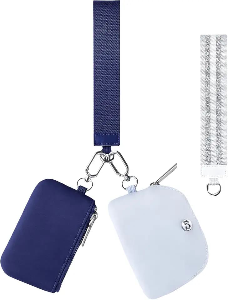 Babysun Mini Zip Around Dual Pouch Wristlet With 2 Straps Wristlet Keychain Wallet for Women Coin Purse Small Cute for Teen Girl