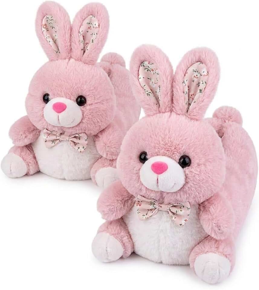 ARELUX Animal Rabbit Slippers Cotton Adult Unisex, Cute Novelty Bunny Plush House Shoes with Non-Slip Sole, Warm Fuzzy Lining for Indoor Outdoor Cosplay Party Gift