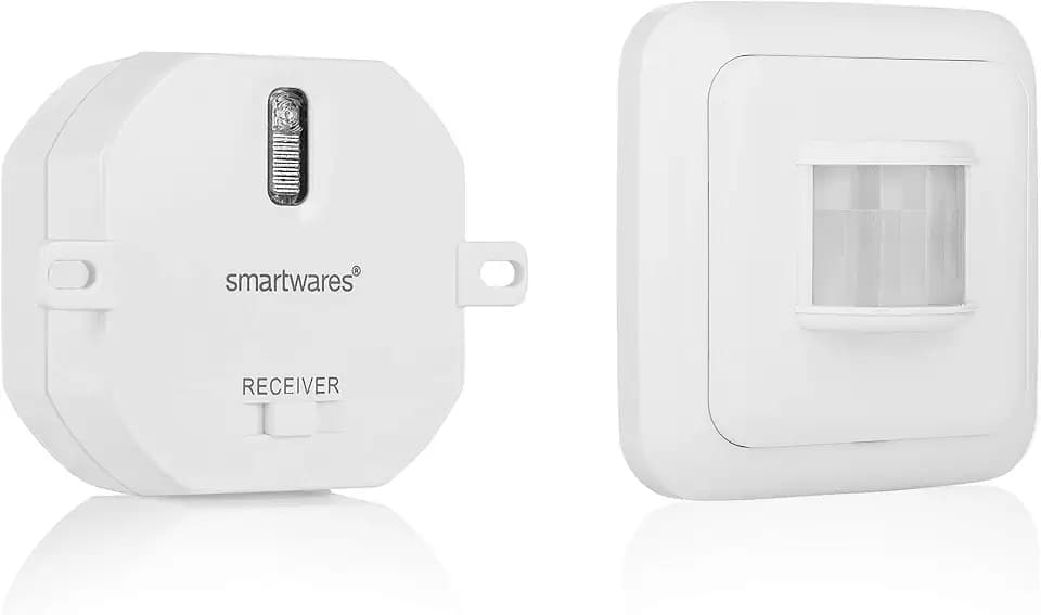 Smartwares SmartHome Funk-Schalterset mit Bewegungmelder und Mini-Einbauschalter für Geräte bis zu 1000 Watt, SH5-SET-ST, Weiß, 4 x 20.5 x 21.5 cm