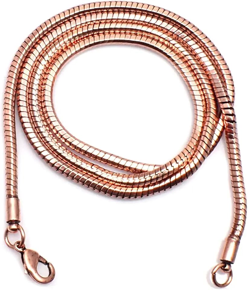 Copper Snake Chain Necklace, Pure Copper, Solid Handmade Jewelry Gift For Unisex