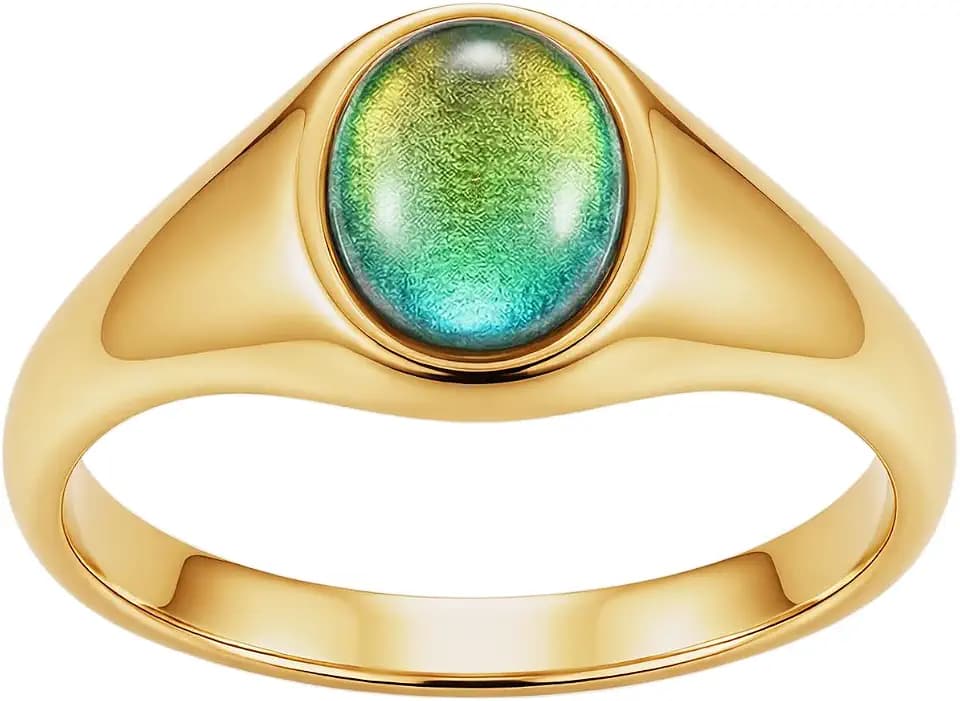 8mm Mood Ring for Women Men,Color Changing Signet Rings