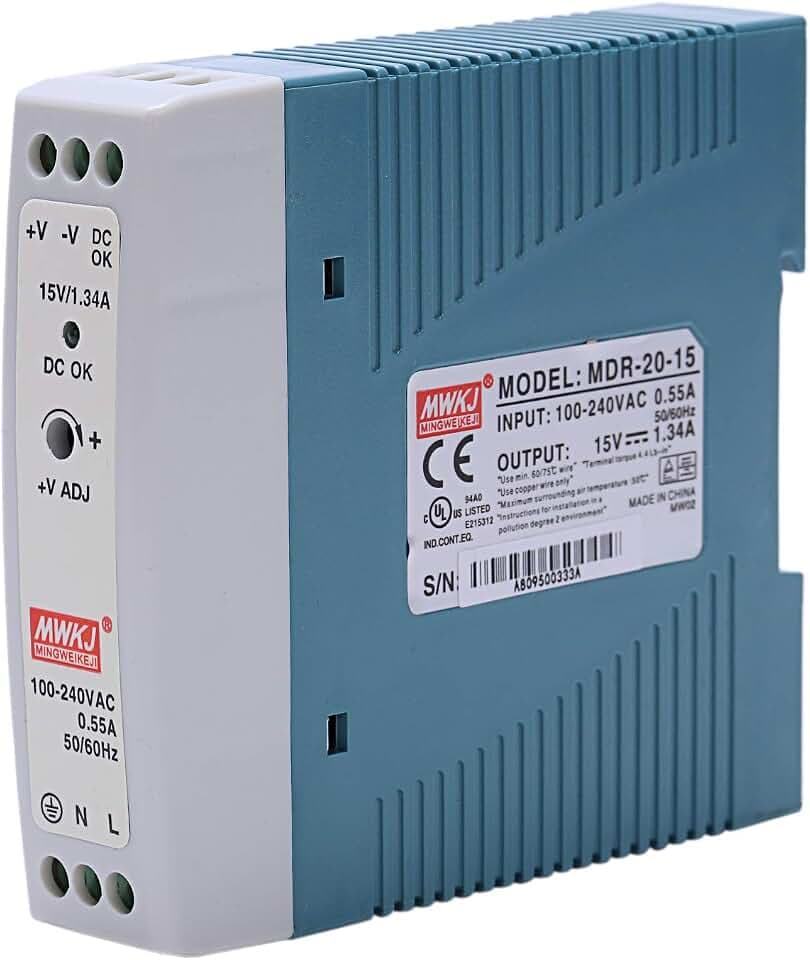 Hutschienen Netzteil 20W 15V 1,34A ; MeanWell, MDR-20-15 ; Hutschienennetzteil