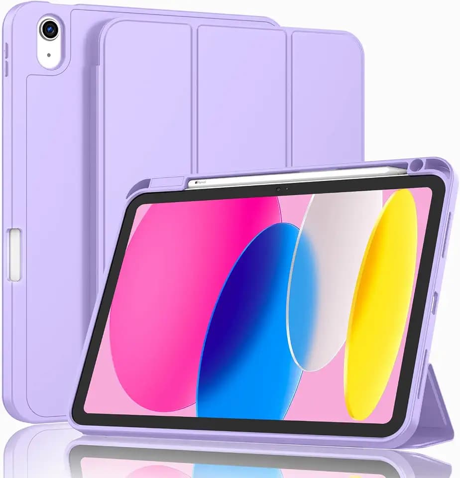 ZryXal iPad (A16) Case/iPad 10th Generation Case [11-Inch 2025/10.9 Inch 2022] with Pencil Holder, Smart Cover with Soft TPU Back [Support Auto Wake/Sleep] (Clove Purple)