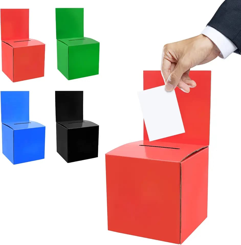 4 Stück Geschenkkartenbox mit Schlitz, Pappmaché Kartenbox-15x15x15cm-Wahlurnenbox, Spendenbox, Raffelbox, Geldbox, zum Spenden, Wettbewerbe, Wahlen, Aktivitäten im Einkaufszentrum
